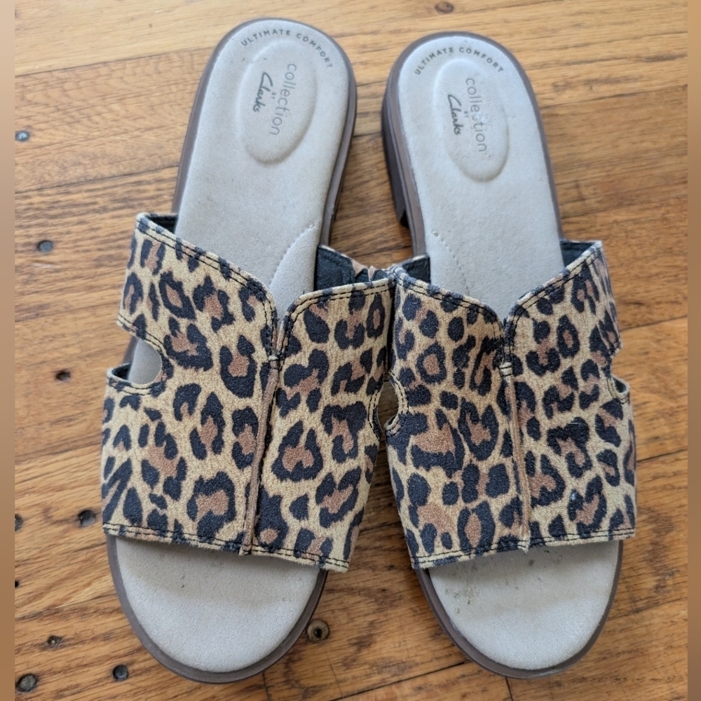 Collection By Clarks Leopard Print Slide Sandals